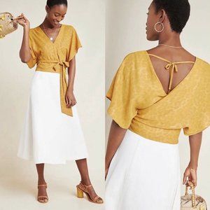 Anthropologie Mustard Wrap Top Size L NWOT